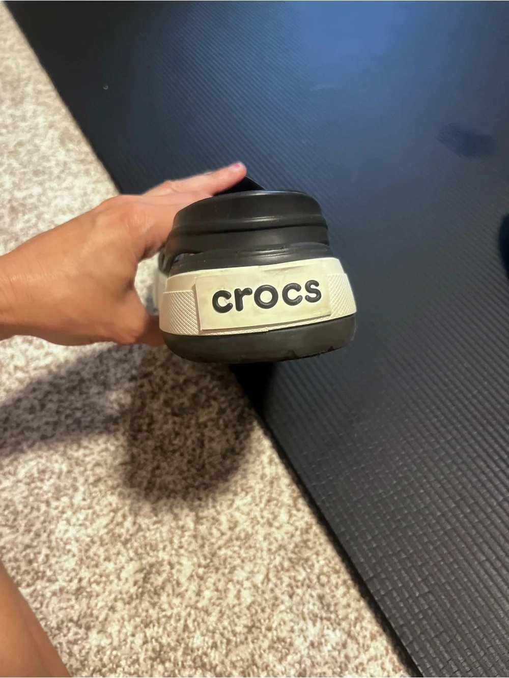 Crocs Crocband Platform Clogs Black White Men’s Size 13 Slip On Comfort Shoes